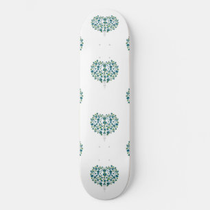 Skate Padrão Floral de Coração