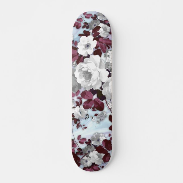 Skate Padrão floral pastel branco de bolor de Boho (Frente)