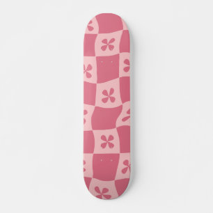 Skate Padrão Floral Retro-Rosa Verificado