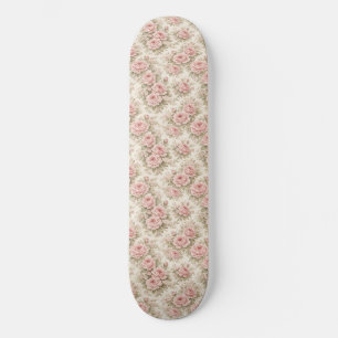 Skate Padrão Floral Sem Costura Rosa Vintage Elegante