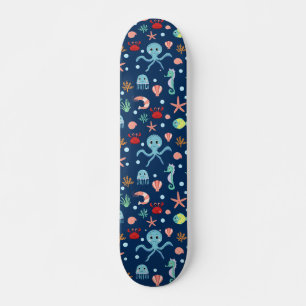 Skate Padrão Fofo de Vida Marinha no Oceano
