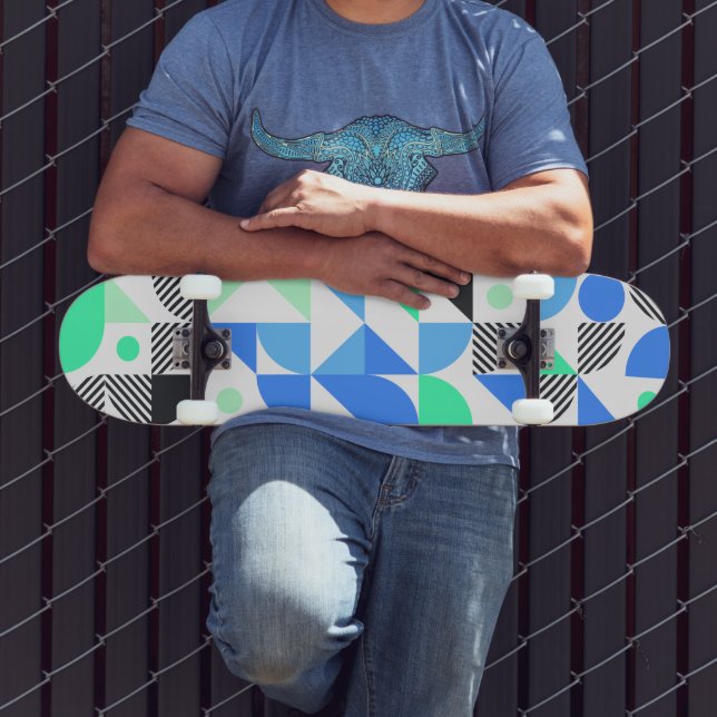 Skate Padrão Geométrico abstrato Blue Mint (Ao ar livre 3)