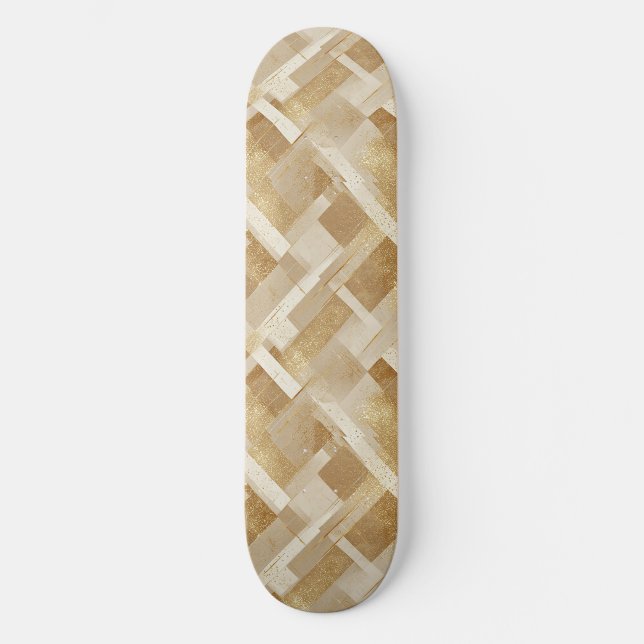 Skate Padrão Geométrico Abstrato Dourado com Metal (Frente)