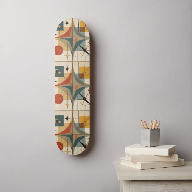 Skate Padrão Geométrico Atômico Retro de Meados do Sécul (Arte de parede)