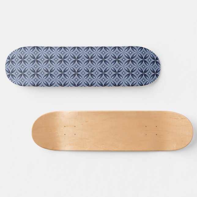Skate Padrão Geométrico Azul Estilo Retro (Horz)