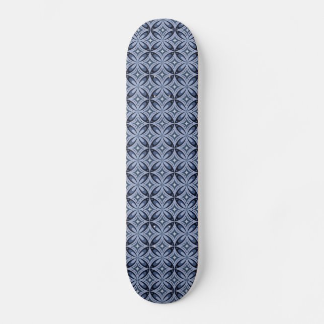 Skate Padrão Geométrico Azul Estilo Retro (Frente)