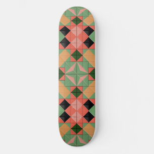 Skate Padrão Geométrico Colorido Com Quadrado Simétrico