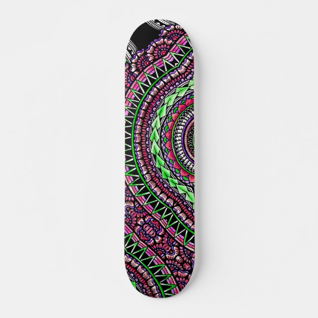 Skate Padrão Geométrico de Tatuagem Negra Moderna Ikat (Frente)