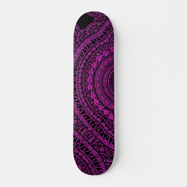 Skate Padrão Geométrico de Tatuagem Negra Moderna Ikat (Frente)