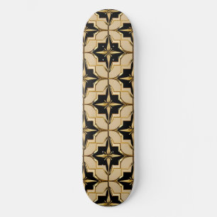 Skate Padrão Geométrico Elegante Dourado e Preto