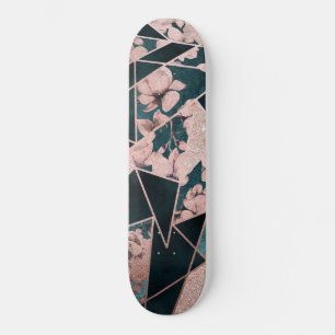 Skate Padrão Geométrico Floral de Artsy Dourado Luxurios