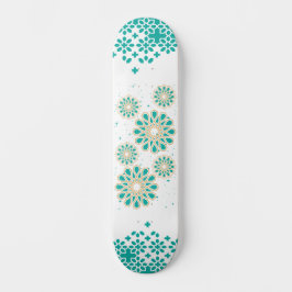 Skate Padrão Geométrico Islâmico no Quadro Turquesa