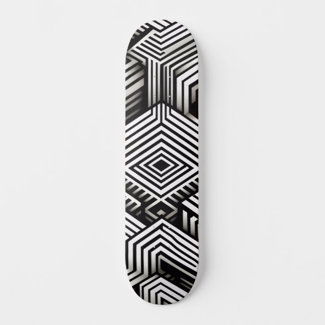 Skate Padrão Geométrico Monocromático Abstrato Moderno e (Frente)