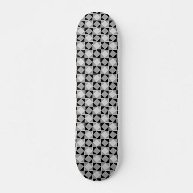 Skate Padrão Geométrico Monocromático Moderno Verificado (Frente)