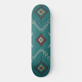 Skate Padrão Geométrico Tribal Navajo Turquesa