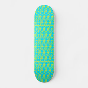 Skate Padrão Geométrico Turquesa e Verde Lima