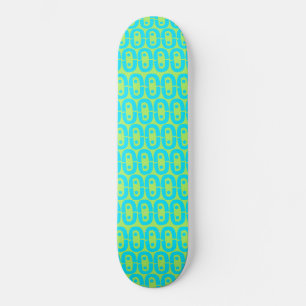 Skate Padrão Geométrico Turquesa e Verde Lima
