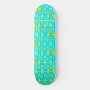 Skate Padrão Geométrico Turquesa e Verde Lima