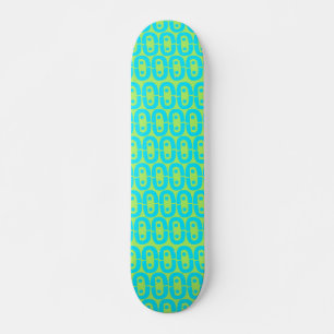 Skate Padrão Geométrico Turquesa e Verde Lima