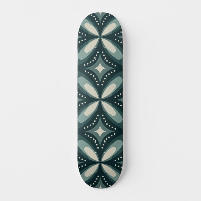 Skate Padrão Geométrico Verde Retro (Frente)