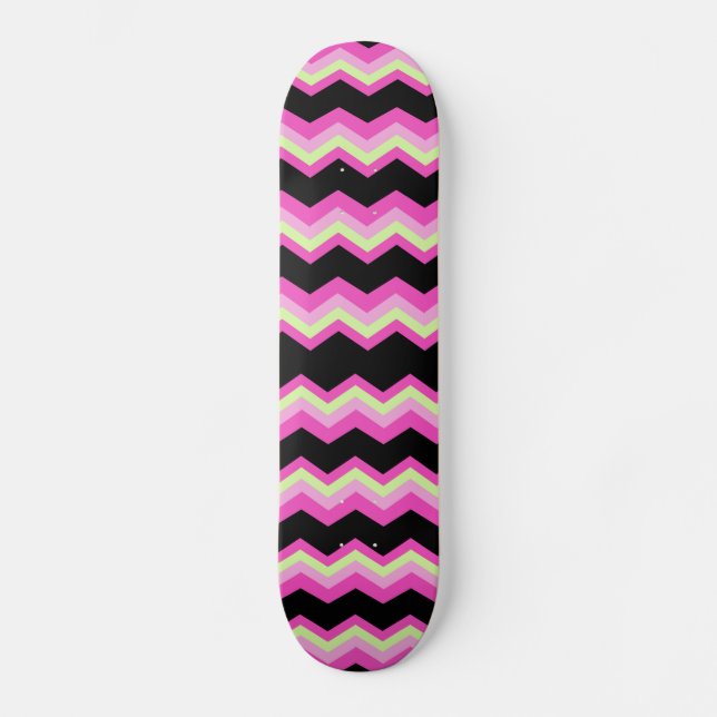 Skate padrão girino zigzag fuchsia quente - divisa rosa (Frente)