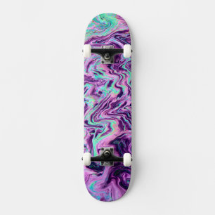 Skate Padrão Holográfico Abstrato Purple Iridescente