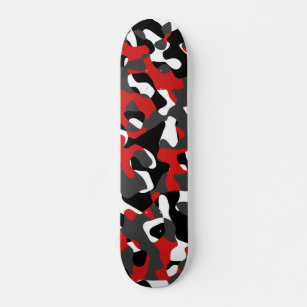 Skate Padrão Impressão da Camuflagem Vermelha Negra