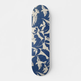Skate Padrão Japonês Branco e Azul da Vintage