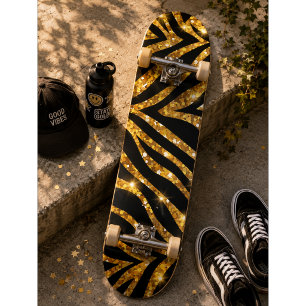 Skate Padrão Luitoso de Zebra Dourada