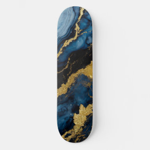 Skate Padrão Marble Azul com Dourado