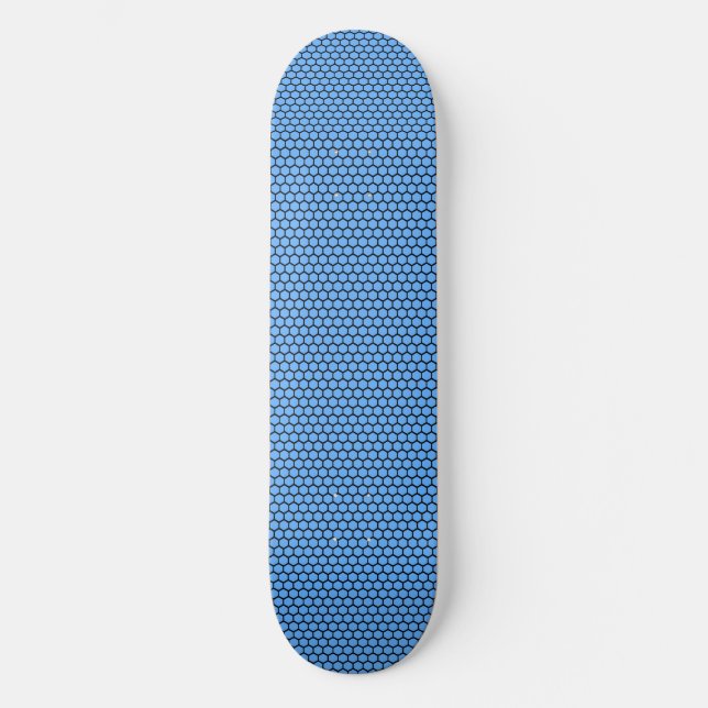 Skate Padrão Preto Azul Hexágono (Frente)
