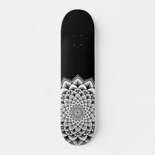 Skate Padrão Preto E Branco De Mandala