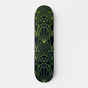 Skate Padrão Preto Verde da Deco da Arte Moderna legal