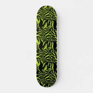 Skate Padrão Psicodélico Verde Lima e Preto