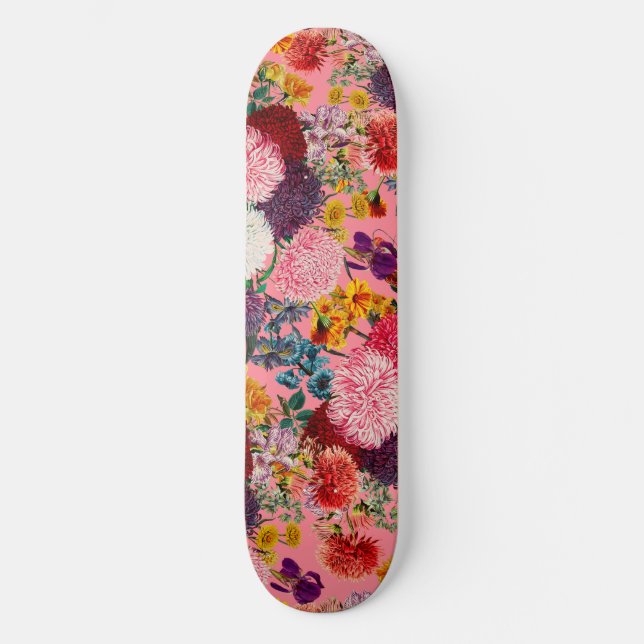 Skate Padrão Rosa Floral (Frente)
