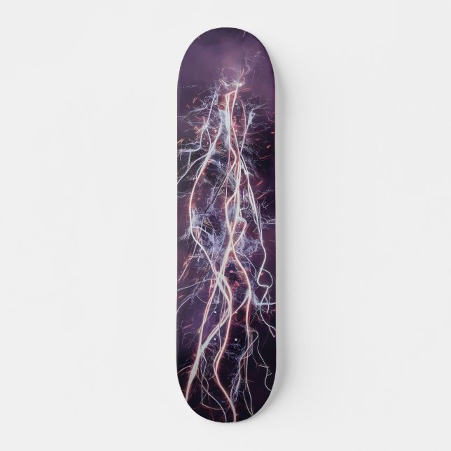 Skate Padrão Roxo Branco de Relâmpago Elétrico (Frente)