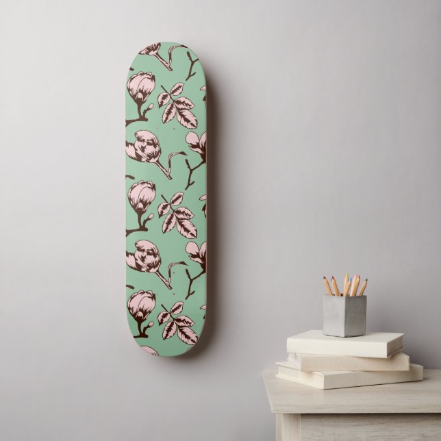 Skate Padrão sem costura com botões de flores de primave (Arte de parede)