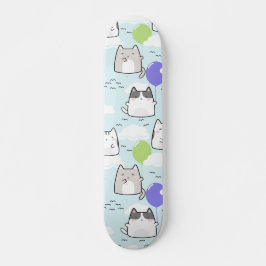 Skate Padrão sem costura Cute Kawaii Gata balões de nuve
