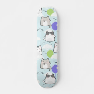 Skate Padrão sem costura Cute Kawaii Gata balões de nuve