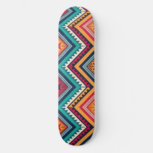 Skate Padrão tribal colorido (Frente)
