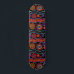 Skate Padrão Tribal Moderno de Arte Dot Australiana Colo<br><div class="desc">Este design moderno apresenta um padrão tribal pintado colorido em cor laranja,  roxo,  verde,  turquesa e branco em fundo preto #australiano #esporte #esporte #diversão #presentes #presentes #giftsforhim #skateboard #skateboard #skate #skater #outdoor #estilo #trendy</div>