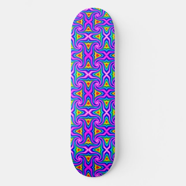 Skate Padrão Verde Azul Laranja Mauve Rainbow Rhombus (Frente)