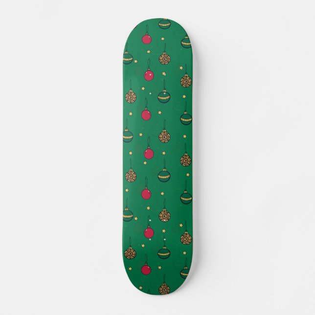 Skate Padrão Verde de Baubles de Enfeites de natal único (Frente)
