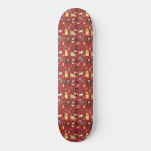 Skate padrão vermelho para cães de fundo.