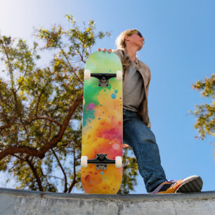 Skate Padrão Vibrante de respingo de aquarela abstrata
