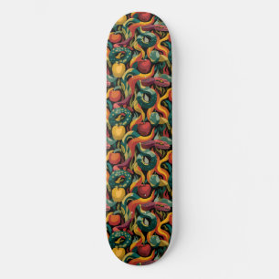 Skate Padrão Vibrante e Contínuo com Cobras e Maçãs