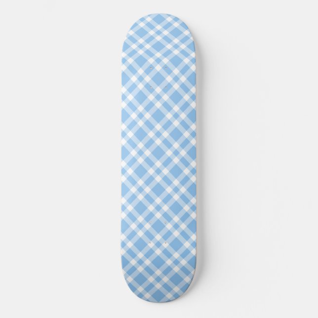 Skate Padrão Xadrez Azul Branco (Frente)