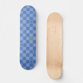 Skate Padrão Xadrez de Flores Nº 01 - Azul Claro