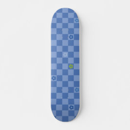 Skate Padrão Xadrez de Flores Nº 01 - Azul Claro