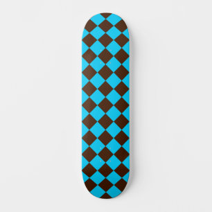 Skate Padrão Xadrez Diamante Azul Marrom